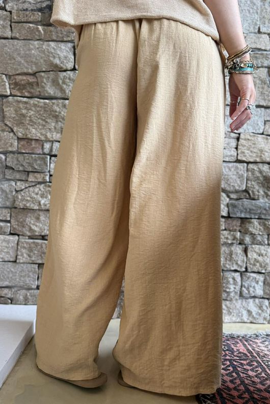 Basso Shirring Wide Leg Pant Camel